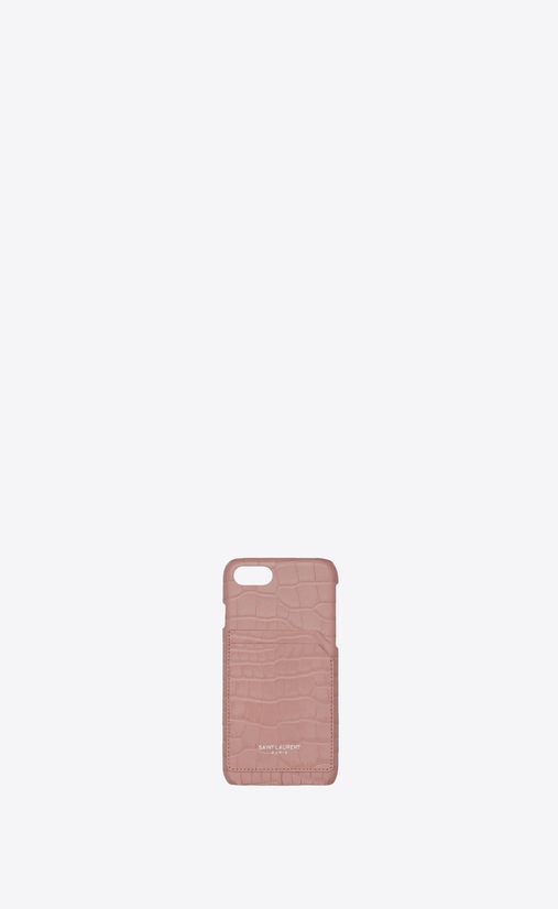 Custodia per iPhone 8 in pelle stampata lucida rosa tenue